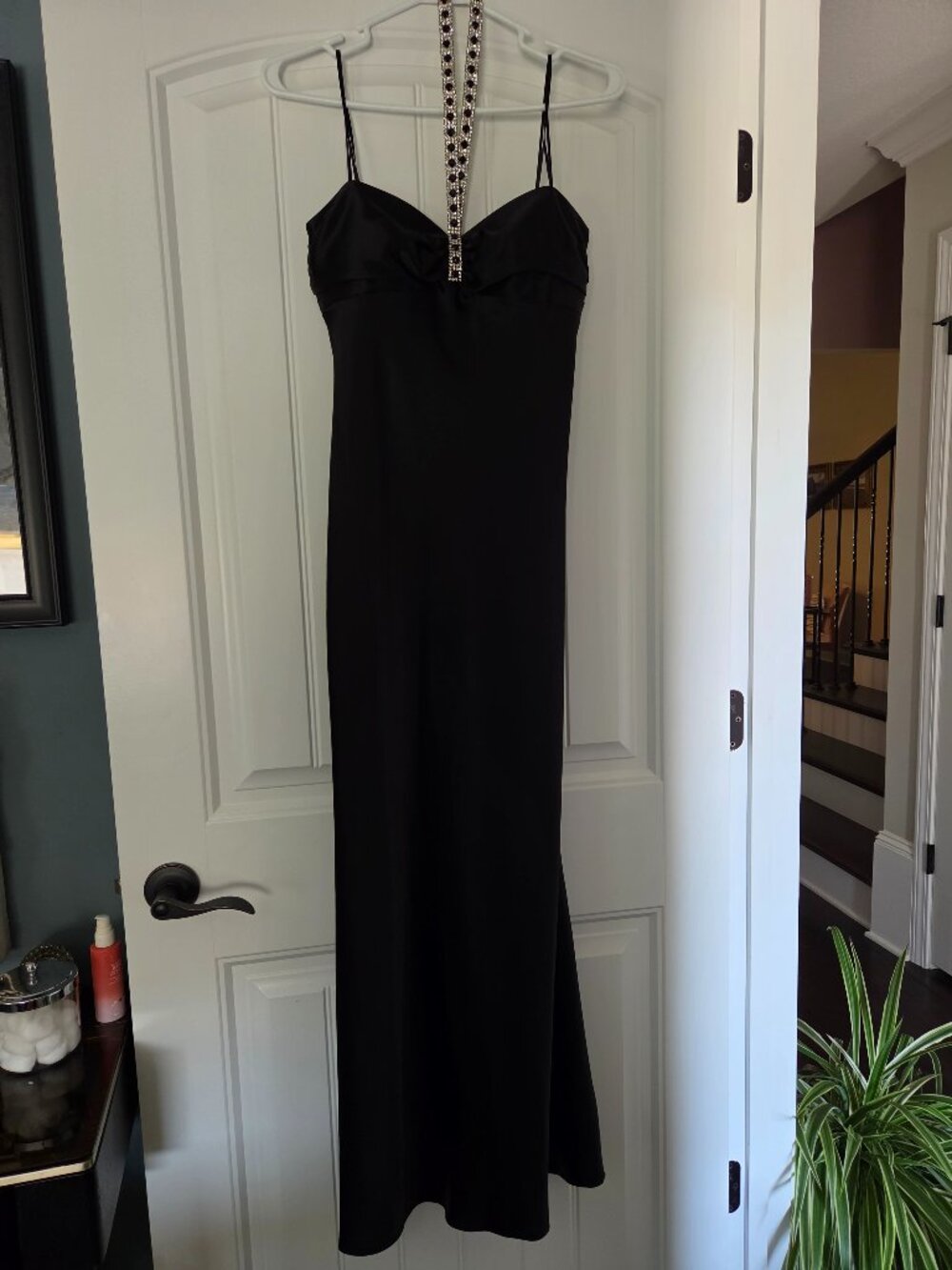 Stunning Vintage A.B.S. Evening by Allen Schwartz Black Satin Maxi Gown